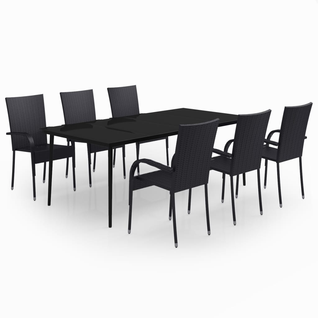 7-tlg. Garten-Essgruppe Schwarz
