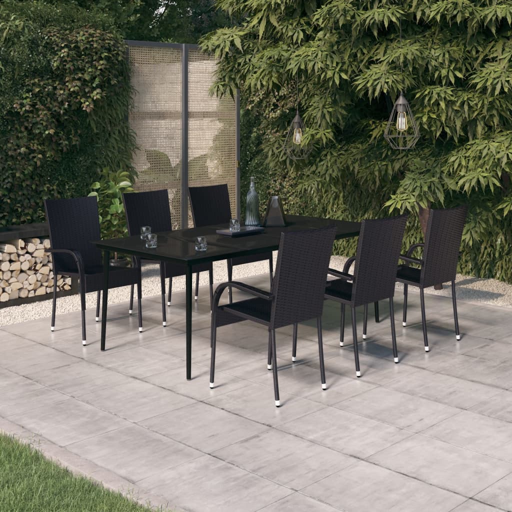 7-tlg. Garten-Essgruppe Schwarz