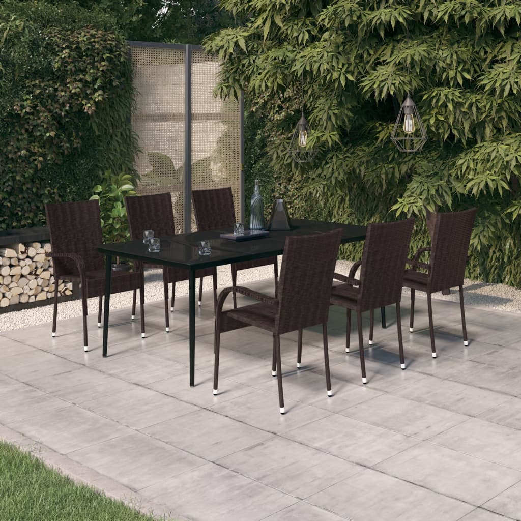 7-tlg. Garten-Essgruppe Braun und Schwarz