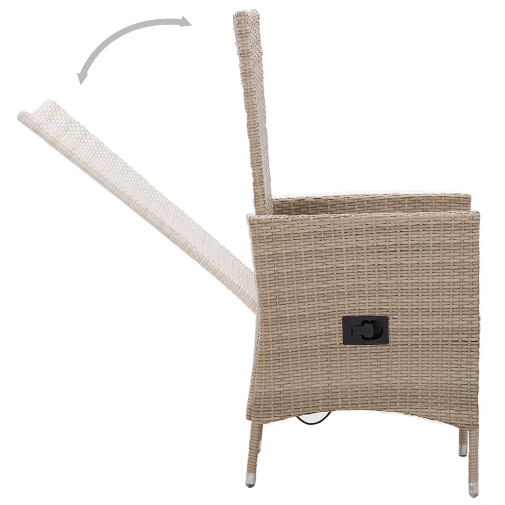 7-tlg. Garten-Essgruppe mit Auflagen Beige