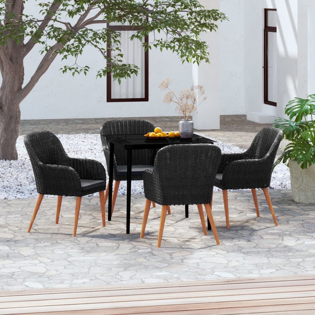 5-tlg. Garten-Essgruppe mit Kissen Schwarz