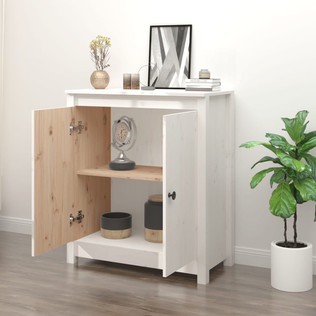 Sideboard Weiß 70x35x80 cm Massivholz Kiefer