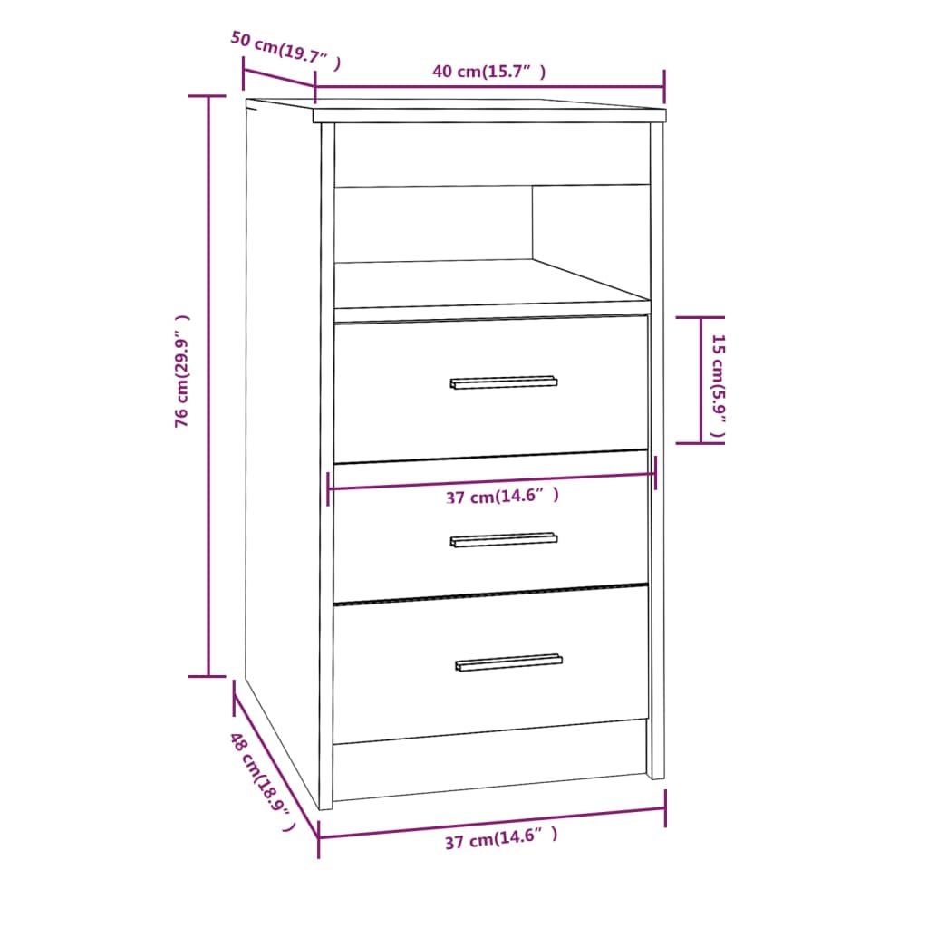 Sideboard with drawers Grey Sonoma 40x50x76 cm wood material