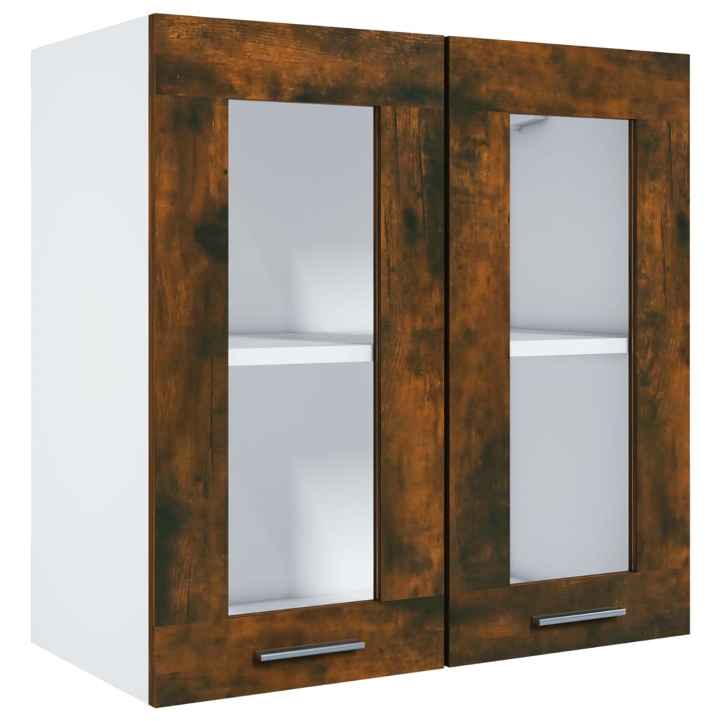 Hängeschrank Lyon Glas Räuchereiche 60x31x60 cm Holzwerkstoff