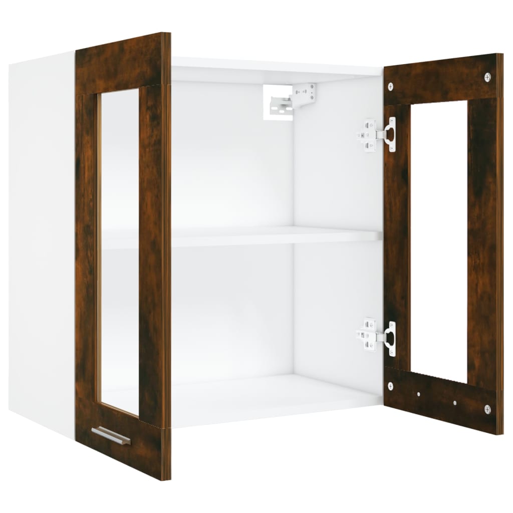 Wall cabinet Lyon glass smoked oak 60x31x60 cm wood material
