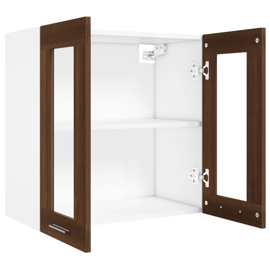 Hängeschrank Lyon Glas Braun Eiche-Optik 60x31x60 cm Holzwerkstoff