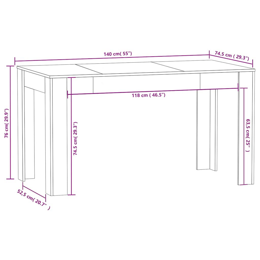 Esstisch Braun Eichen-Optik 140x74,5x76 cm Holzwerkstoff