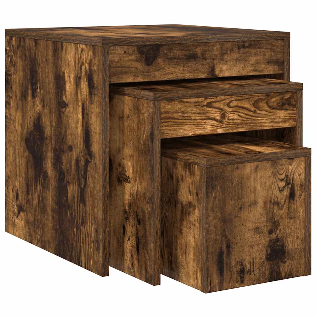 Satztische 3 Stk. Räuchereiche Holzwerkstoff