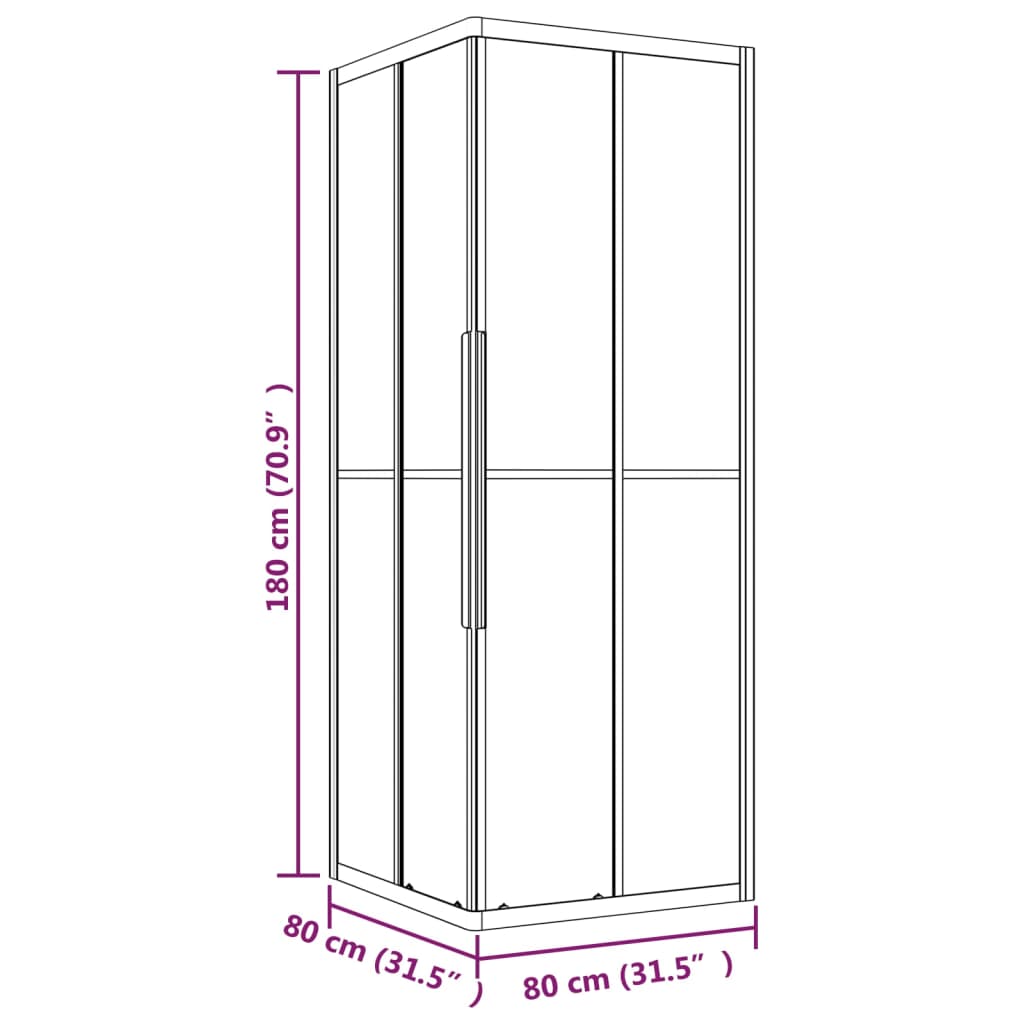 Shower cubicle with stripes ESG 80x80x180 cm Black