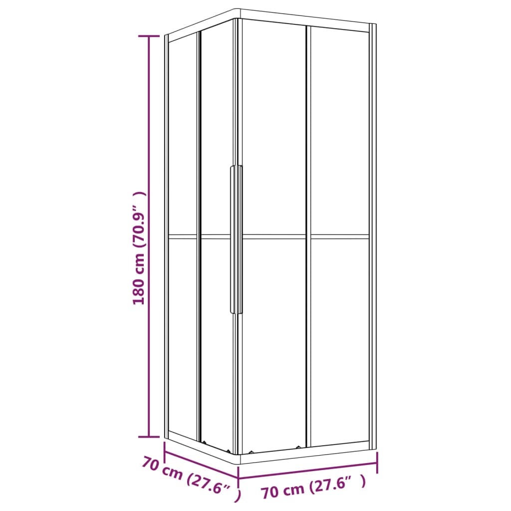 Shower cubicle matt ESG 70x70x180 cm black