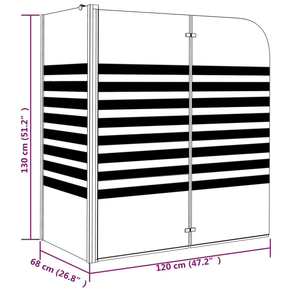 Shower enclosure 120x68x130 cm striped tempered glass