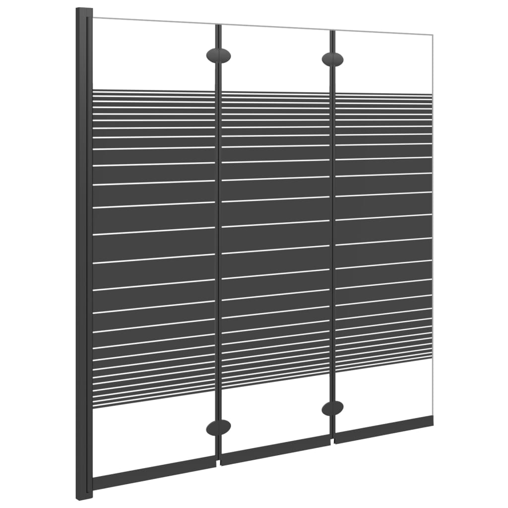 Bathtub folding screen 3-part 130x130 cm ESG Black
