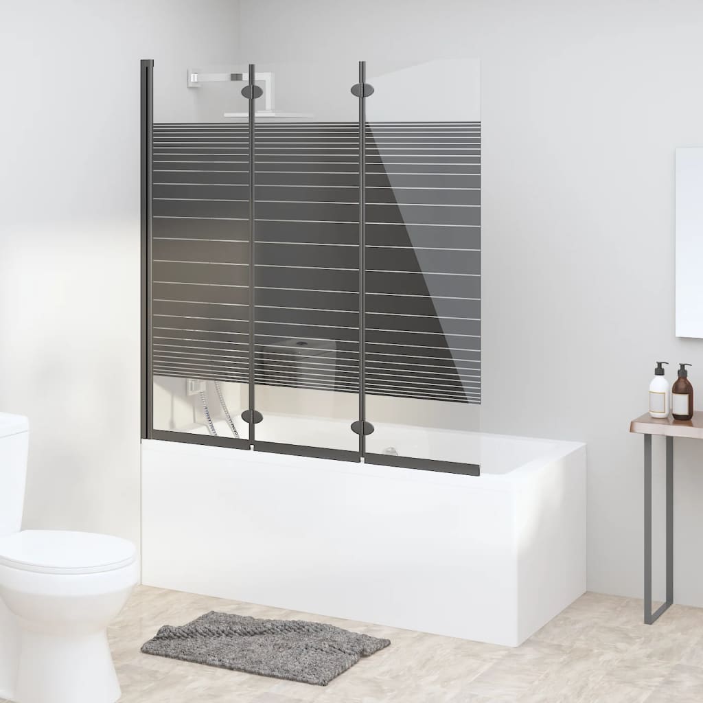 Bathtub folding screen 3-part 130x130 cm ESG Black