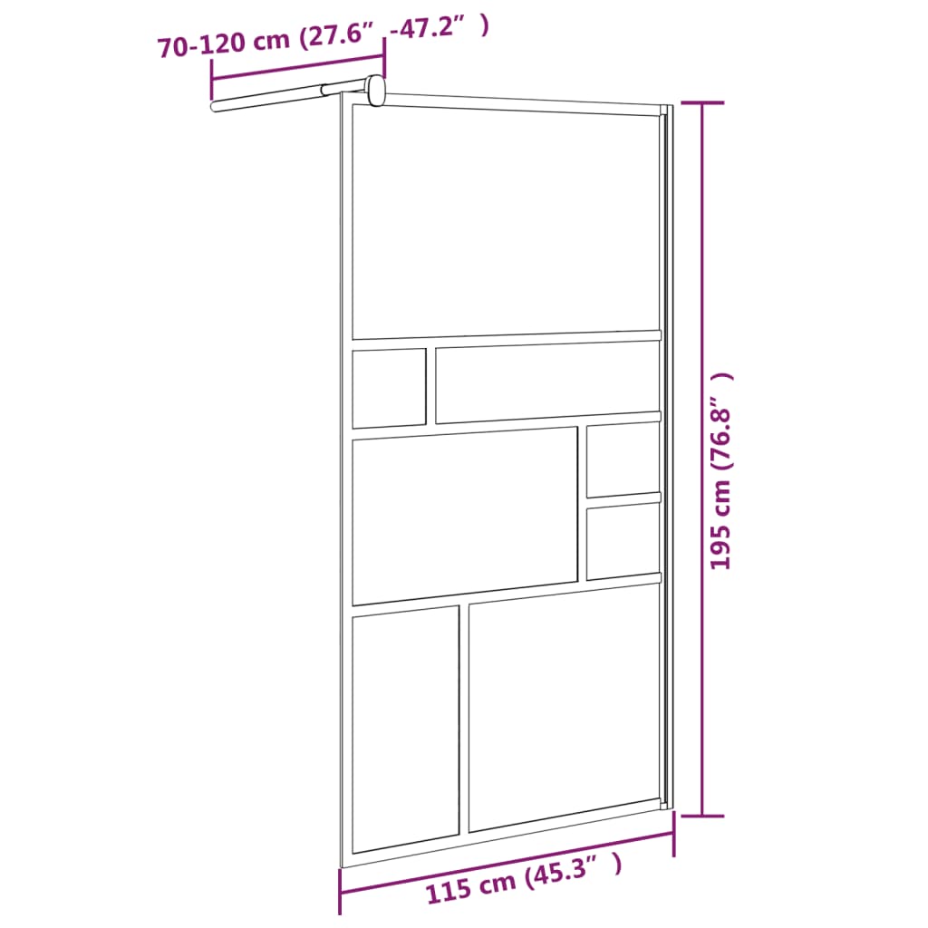 Shower screen for walk-in shower 115x195 cm ESG glass white