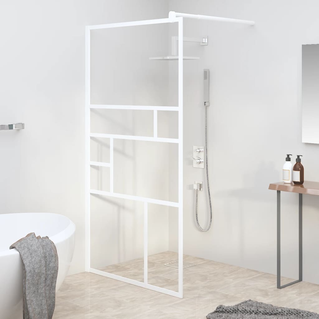 Shower screen for walk-in shower 115x195 cm ESG glass white