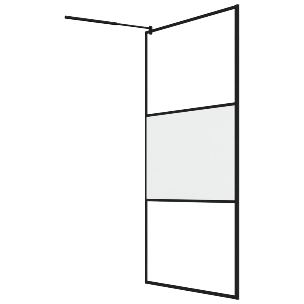 Duschwand für Walk-In Dusche 115x195 cm ESG Mattiert Schwarz