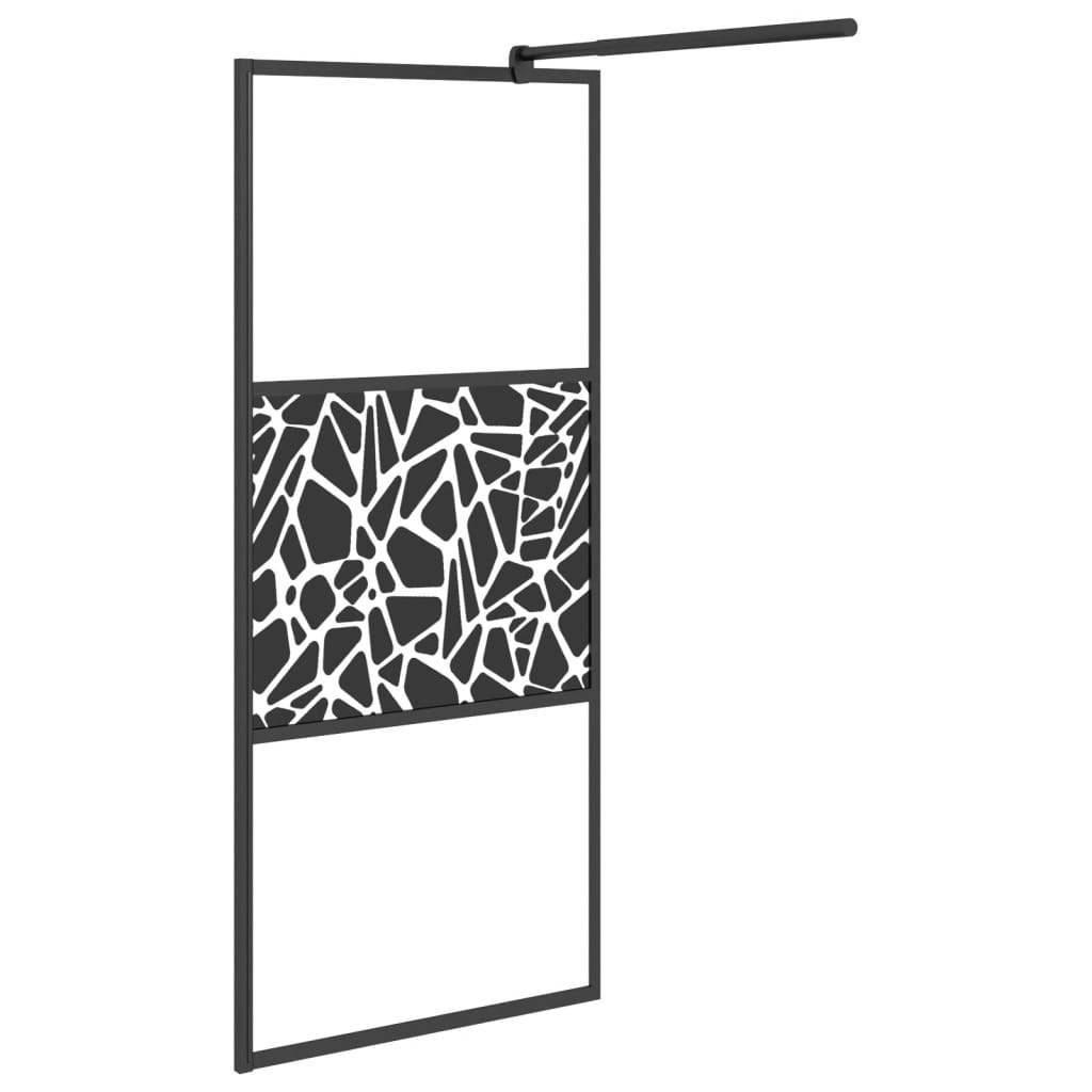 Shower screen for walk-in shower 80x195 cm ESG stone design black