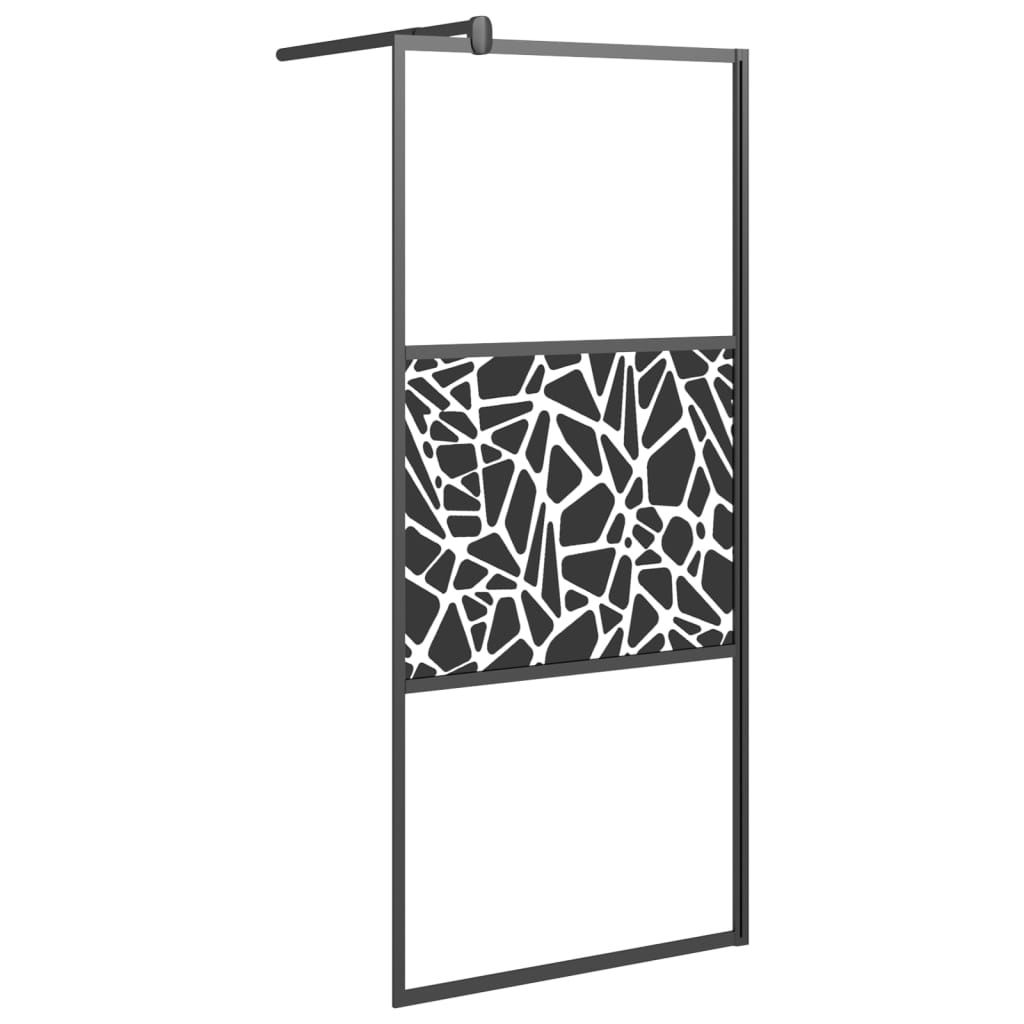 Shower screen for walk-in shower 90x195 cm ESG stone design black