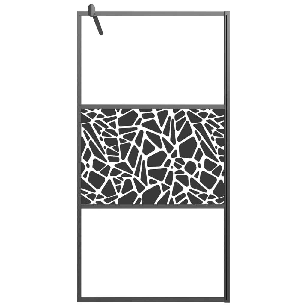 Shower screen for walk-in shower 100x195cm ESG stone design black