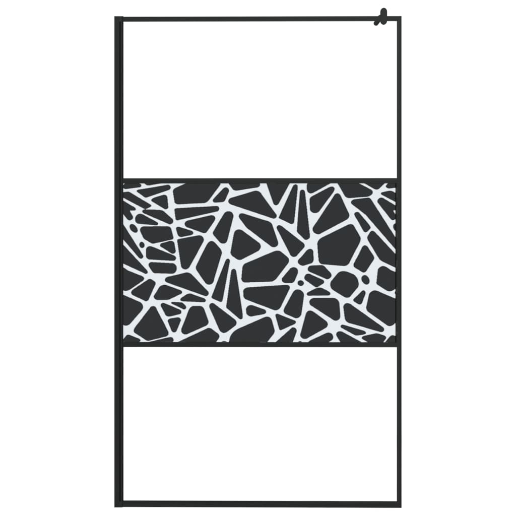 Shower screen for walk-in shower 115x195 cm ESG stone design black