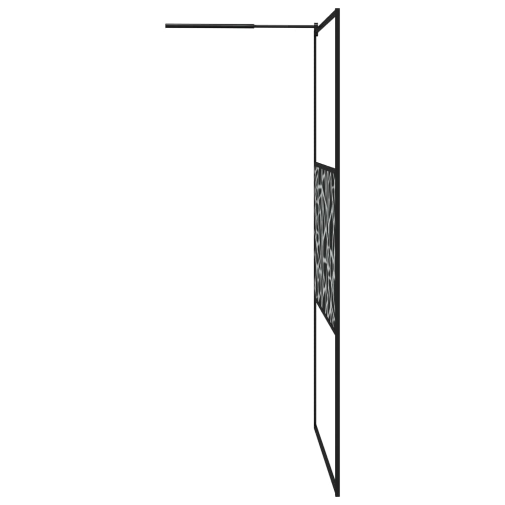 Shower screen for walk-in shower 115x195 cm ESG stone design black