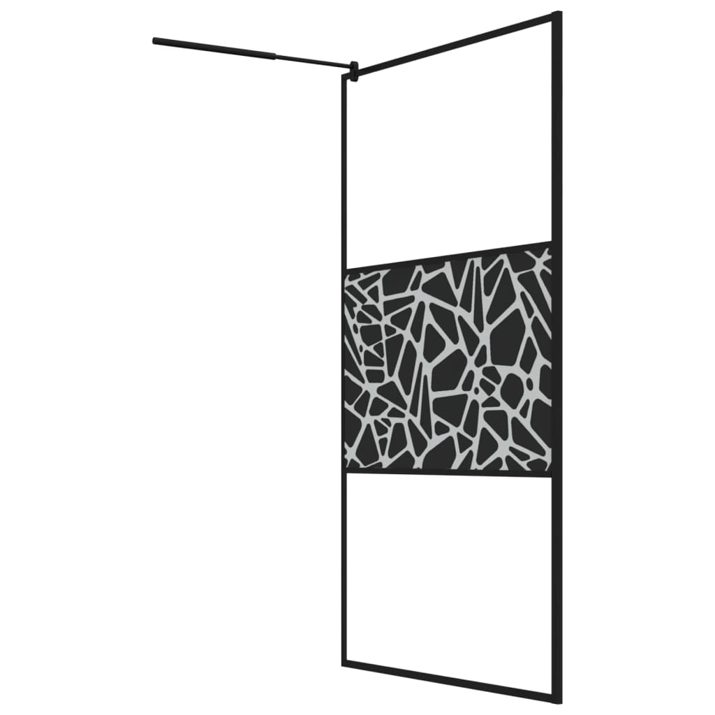 Shower screen for walk-in shower 115x195 cm ESG stone design black