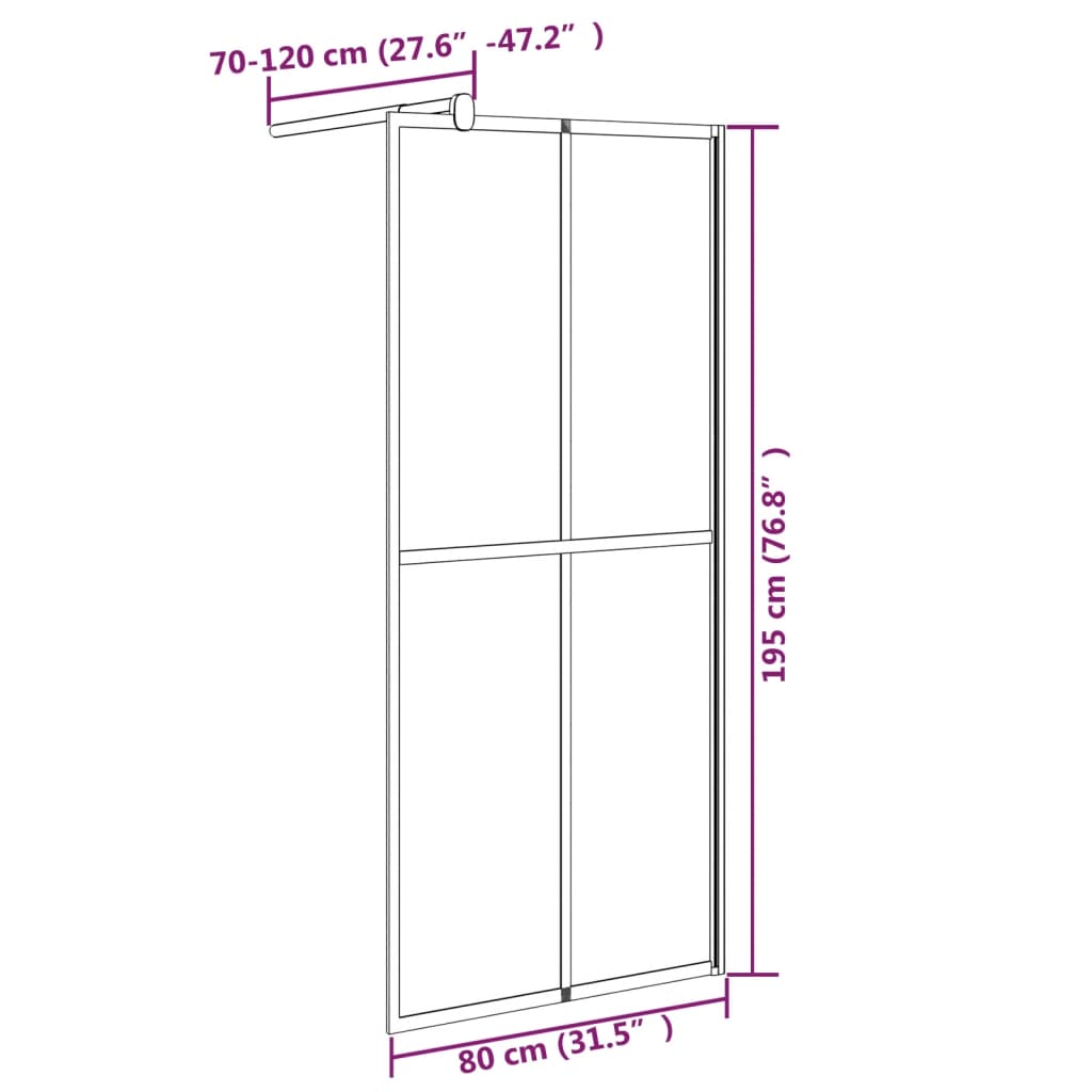 Duschwand für Walk-in Dusche 80x195 cm Dunkles Sicherheitsglas