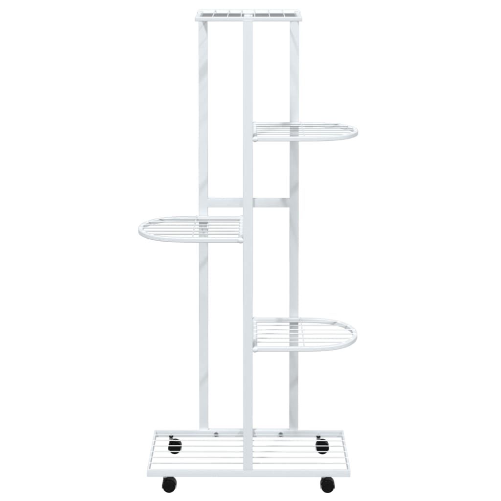 Flower stand 5-tier with wheels 44x23x100 cm white iron