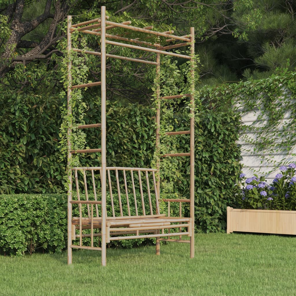 Garden bench with pergola 116 cm bamboo