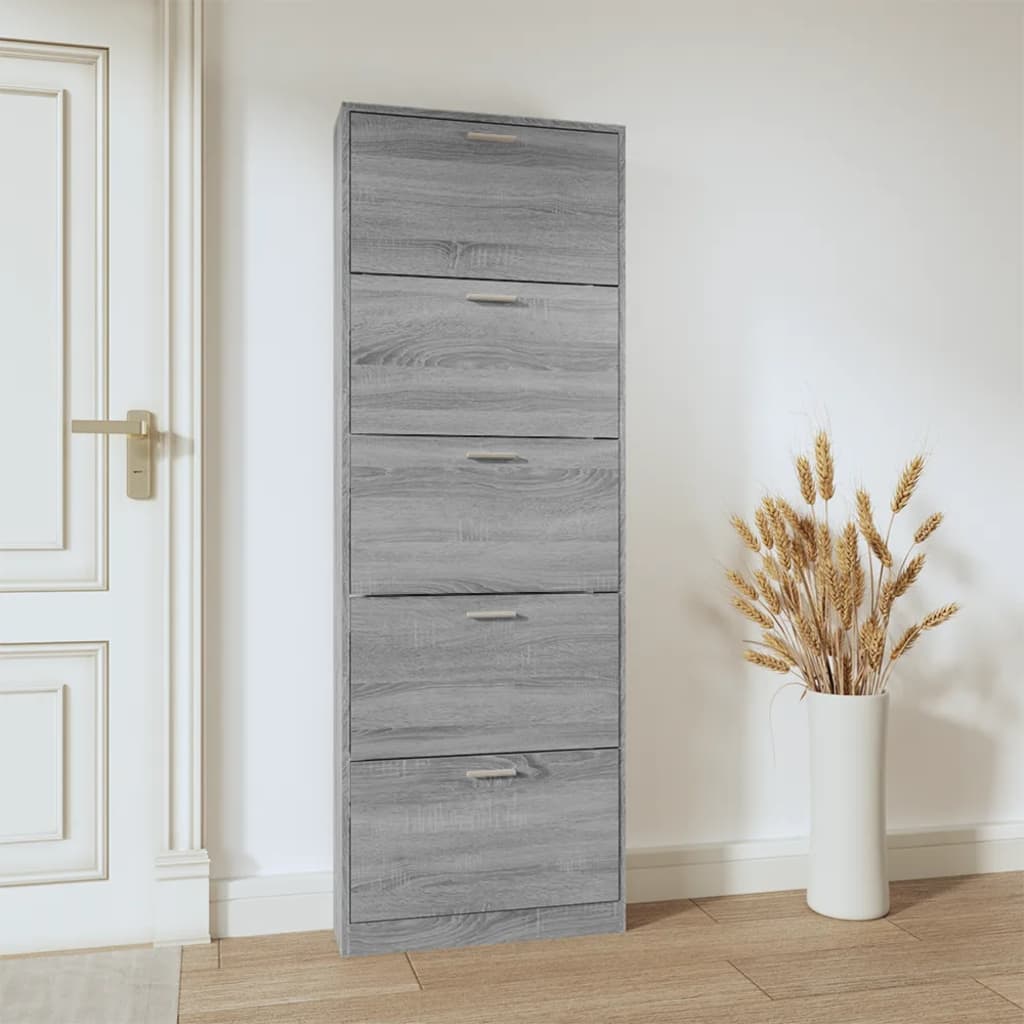 Shoe cabinet gray Sonoma 59x17x169 cm wood material