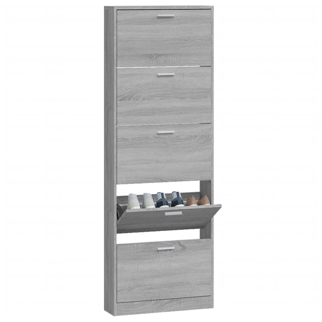 Shoe cabinet gray Sonoma 59x17x169 cm wood material