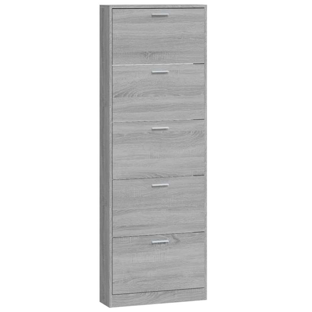 Shoe cabinet gray Sonoma 59x17x169 cm wood material