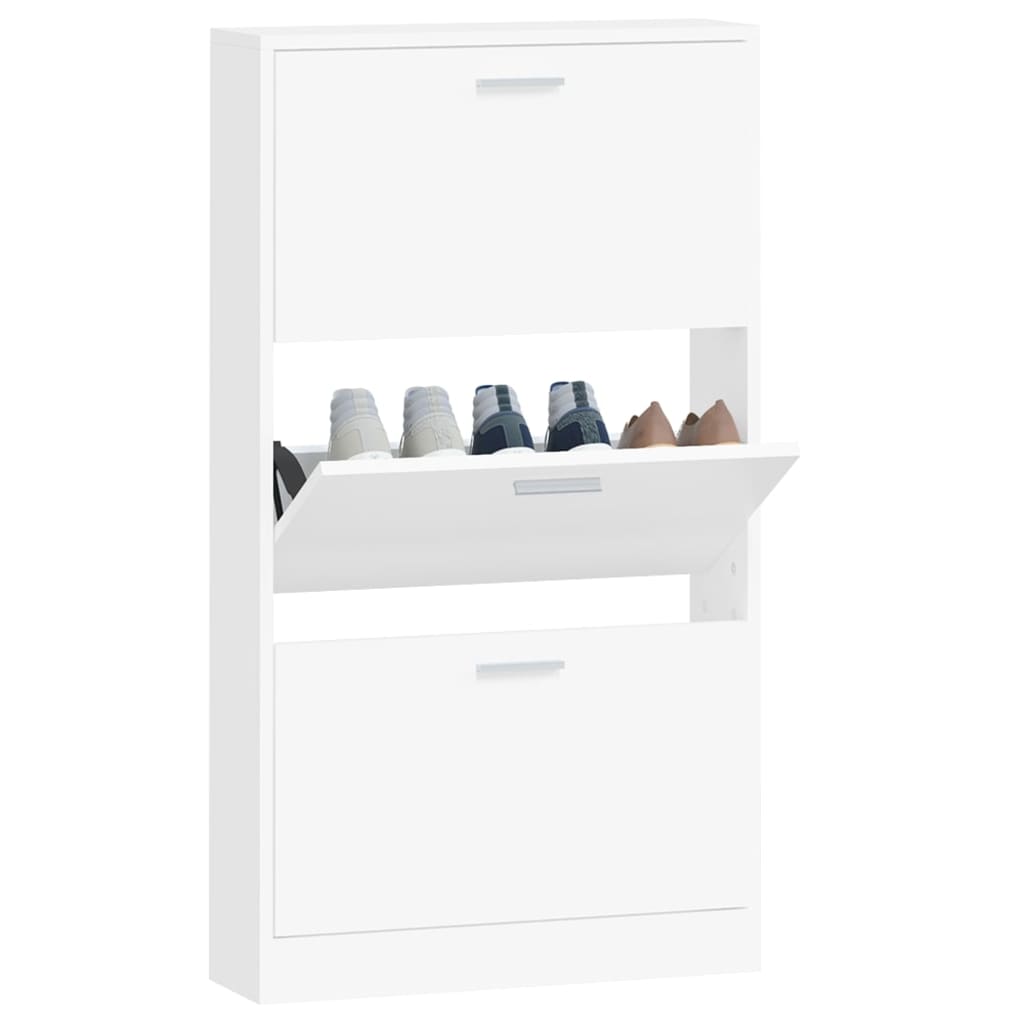 Shoe cabinet white 59x17x108 cm wood-based material
