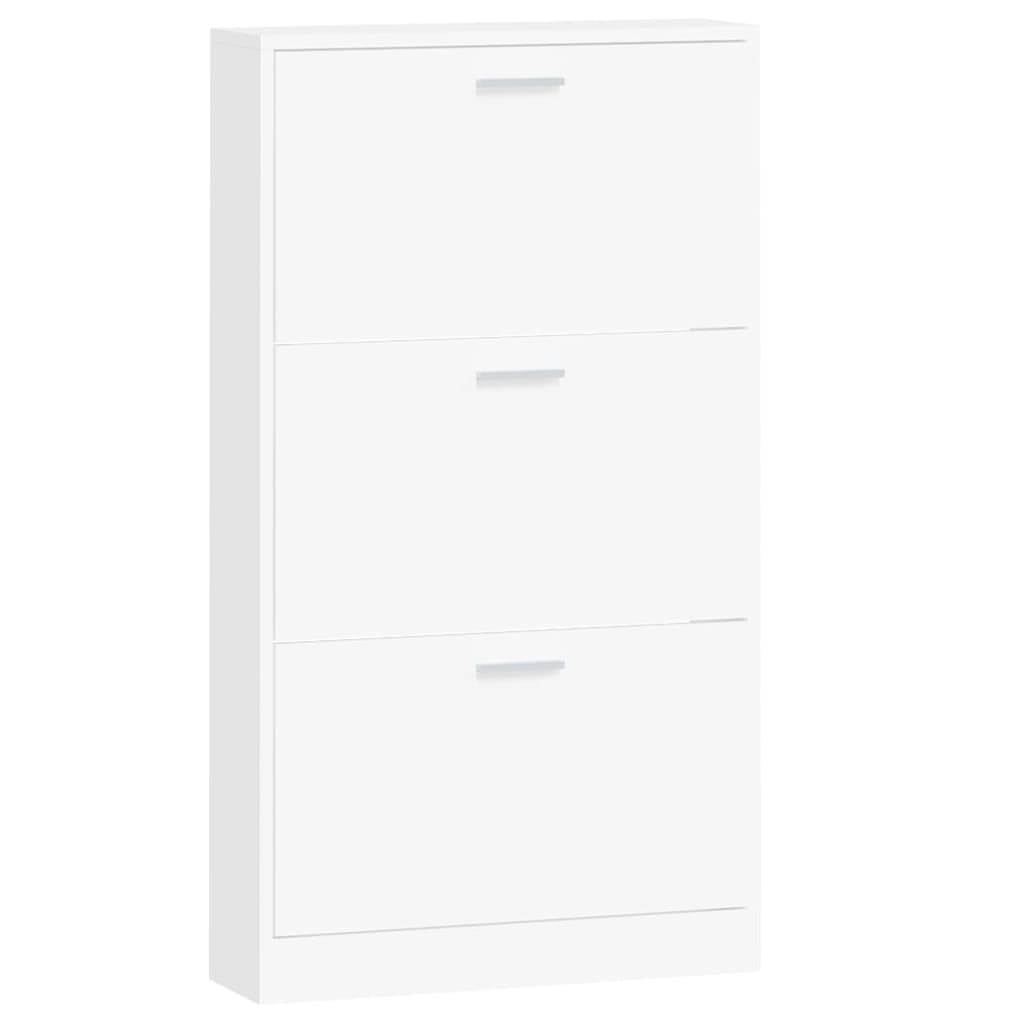 Shoe cabinet white 59x17x108 cm wood-based material