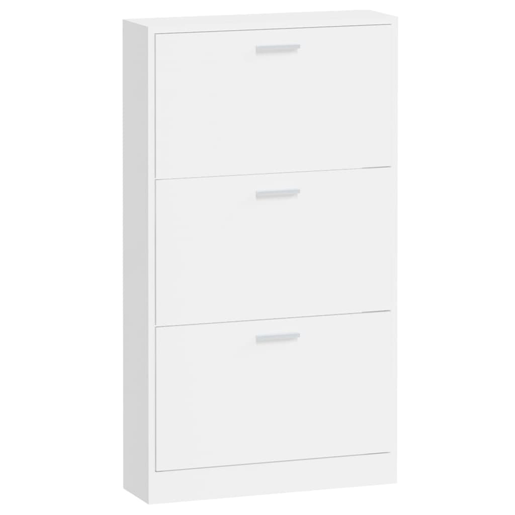 Shoe cabinet high-gloss white 59x17x108 cm wood-based material