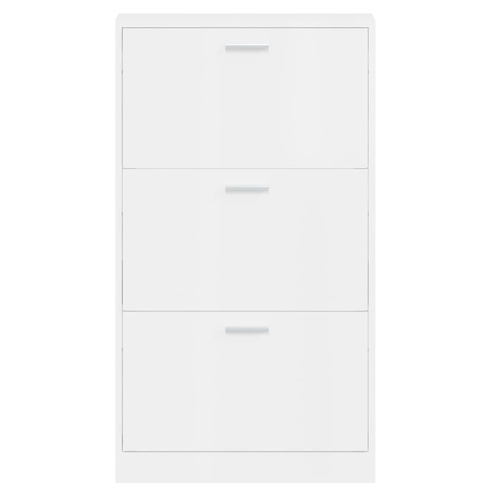 Shoe cabinet high-gloss white 59x17x108 cm wood-based material