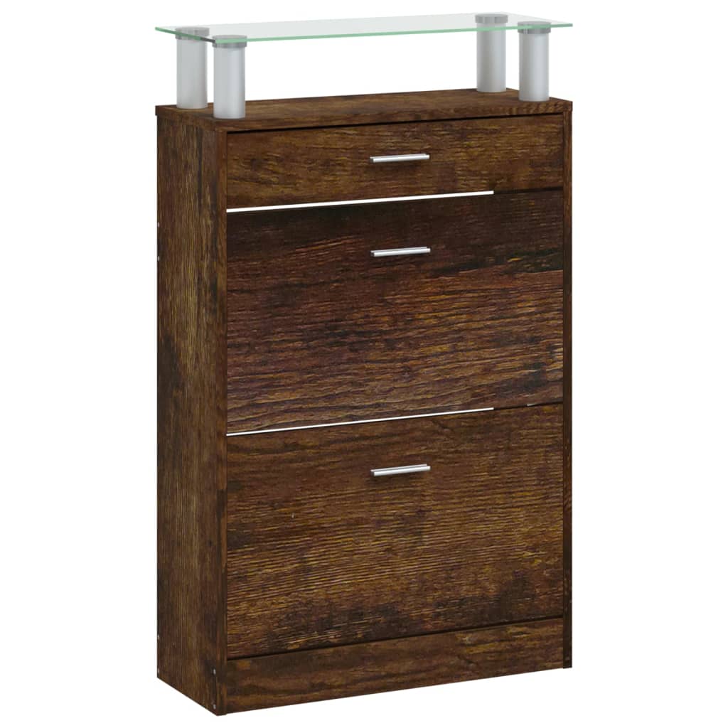 Shoe cabinet smoked oak 63x24x104 cm wood material