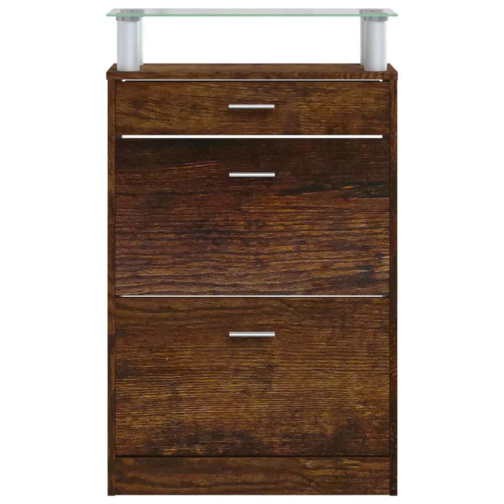 Shoe cabinet smoked oak 63x24x104 cm wood material