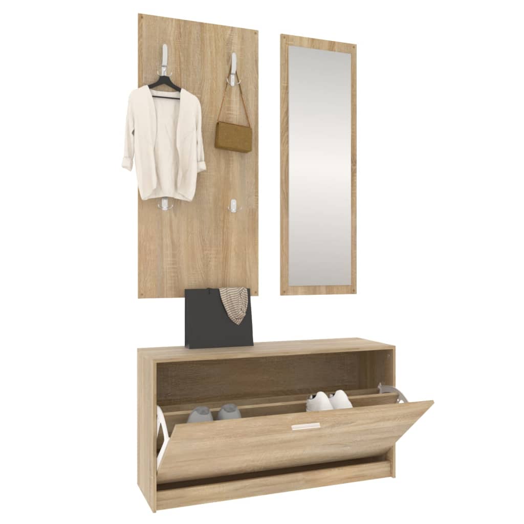 3-piece hallway furniture set Sonoma oak wood-based material