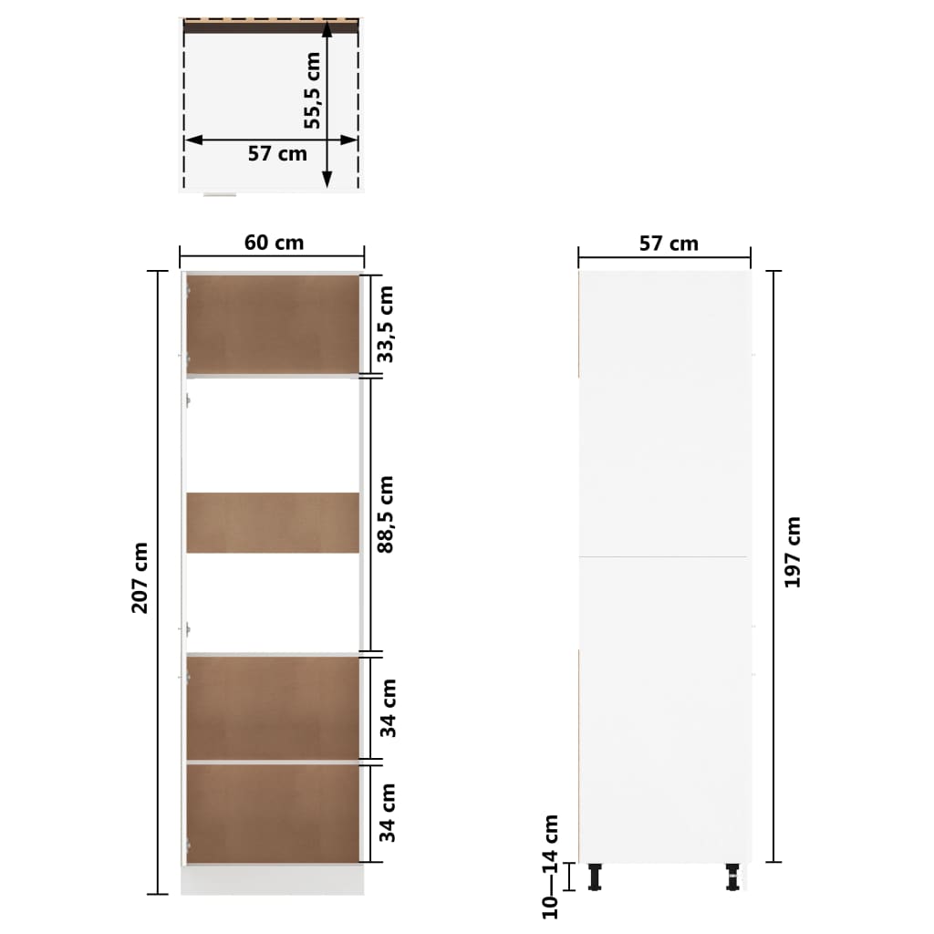 Kühlumbauschrank Lyon Grau Sonoma 60x57x207 cm Holzwerkstoff