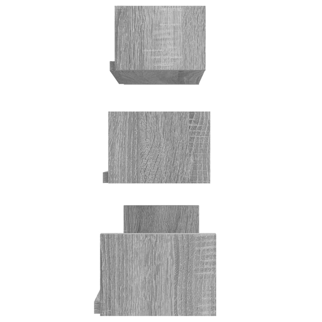 Wall shelves 3 pcs. Gray Sonoma wood material