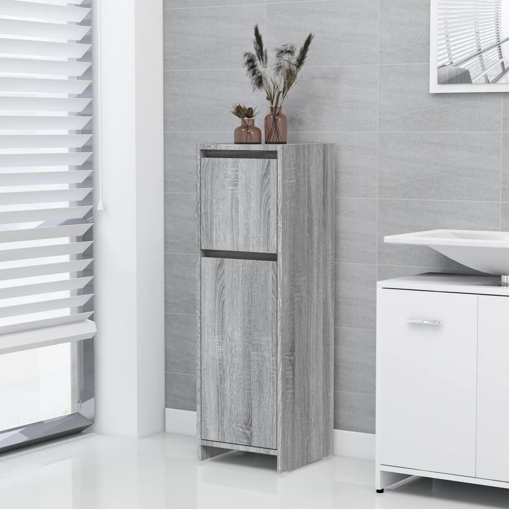 Bathroom Cabinet Gray Sonoma 30x30x95 cm Wood Material