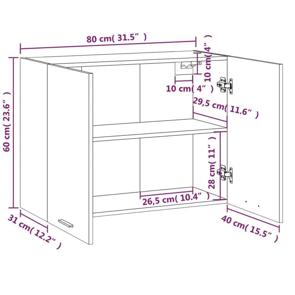 Hängeschrank Lyon Grau Sonoma 80x31x60 cm Holzwerkstoff