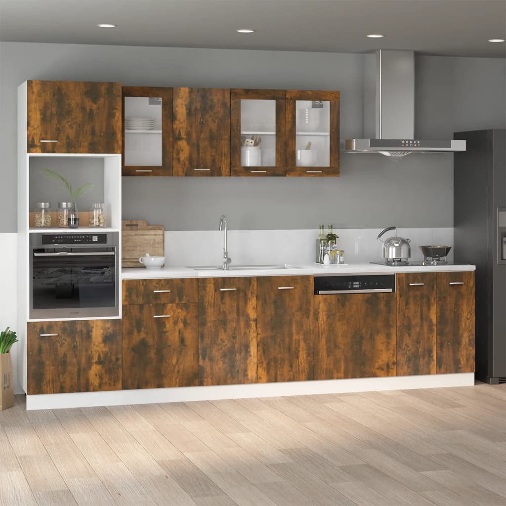 Hängeschrank Lyon Glas Räuchereiche 80x31x60 cm Holzwerkstoff