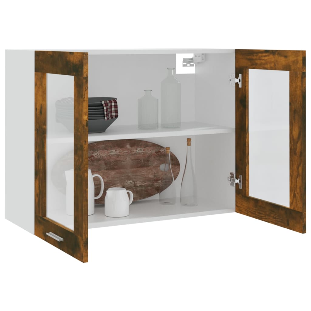 Hängeschrank Lyon Glas Räuchereiche 80x31x60 cm Holzwerkstoff