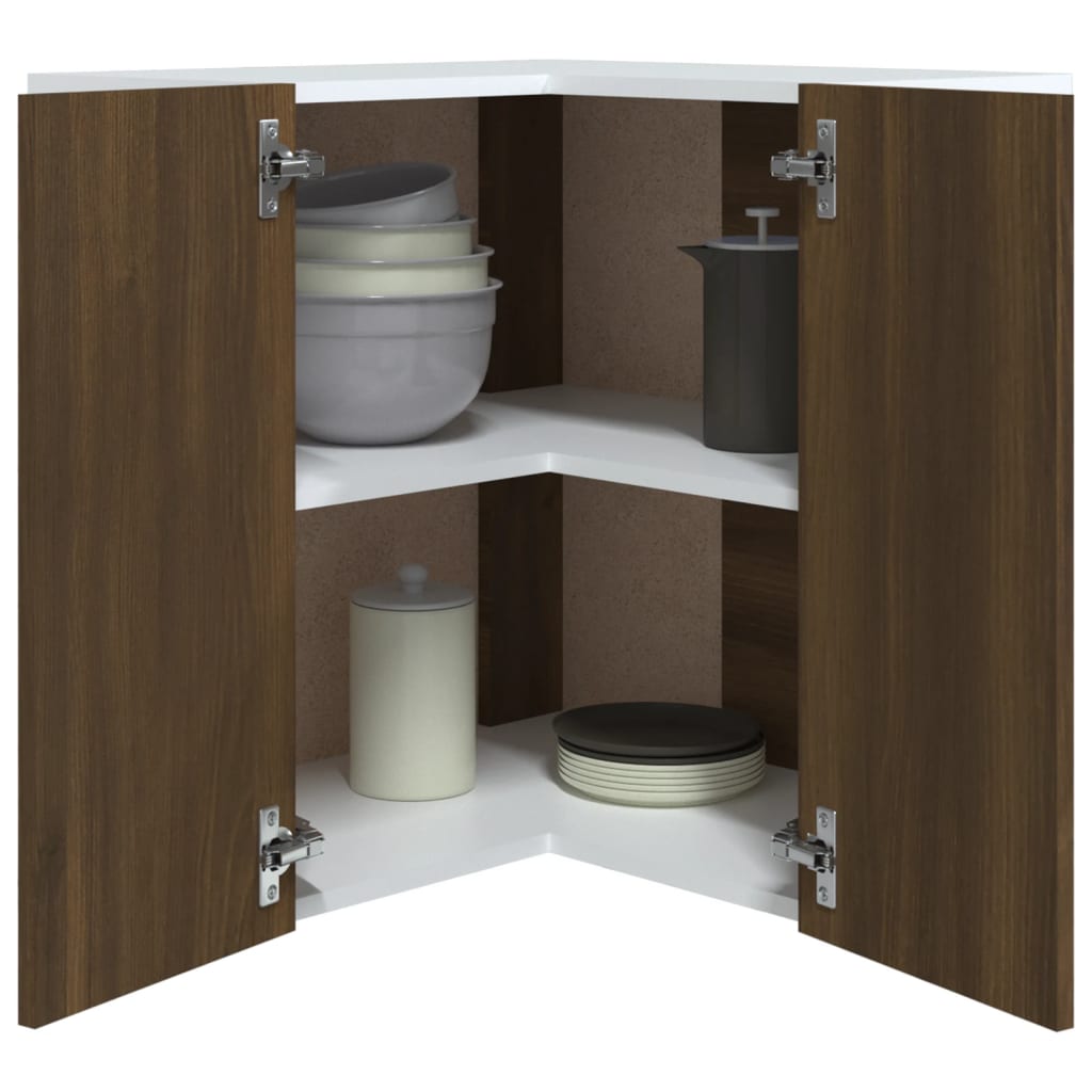 Corner wall cabinet Lyon brown oak look 57x57x60 cm wood material