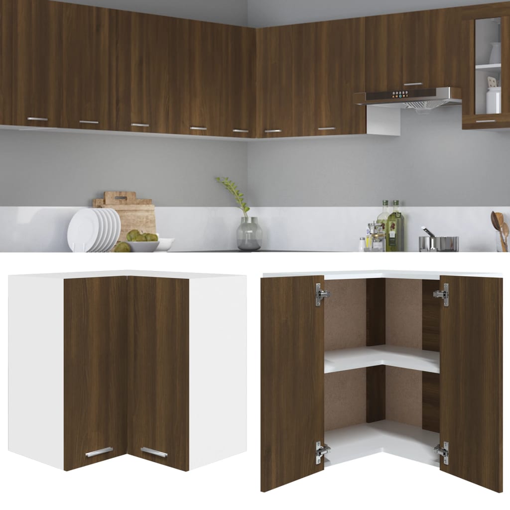 Eck-Hängeschrank Lyon Braun Eichen-Optik 57x57x60 cm Holzwerkstoff