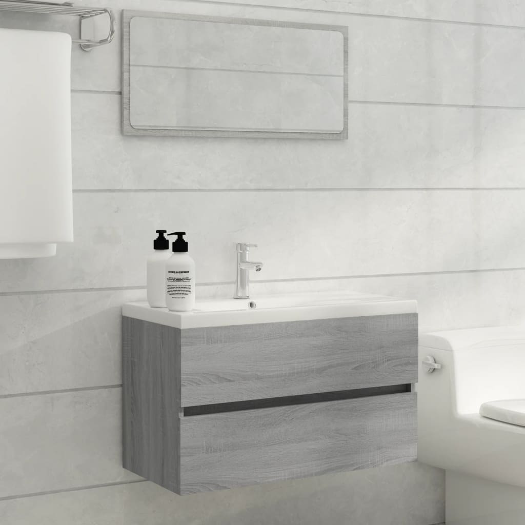 Washbasin Cabinet Grey Sonoma 80x38.5x45 cm Wood Material