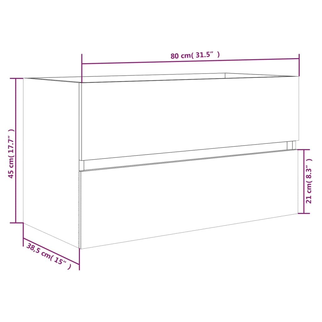 Washbasin Cabinet Grey Sonoma 80x38.5x45 cm Wood Material