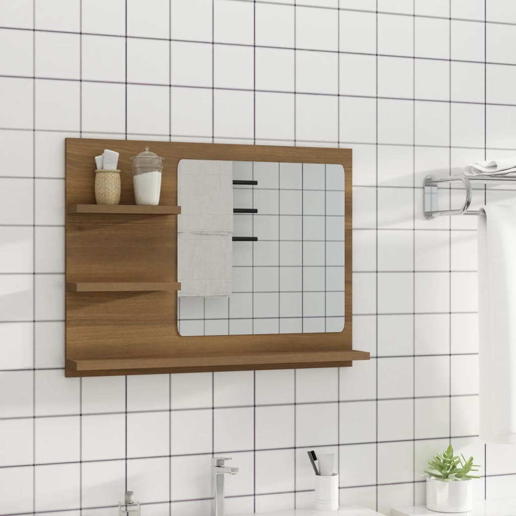 Bathroom mirror brown oak look 60x10.5x45 cm wood material